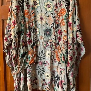 Three Bird Nest Multicolor Floral Robe